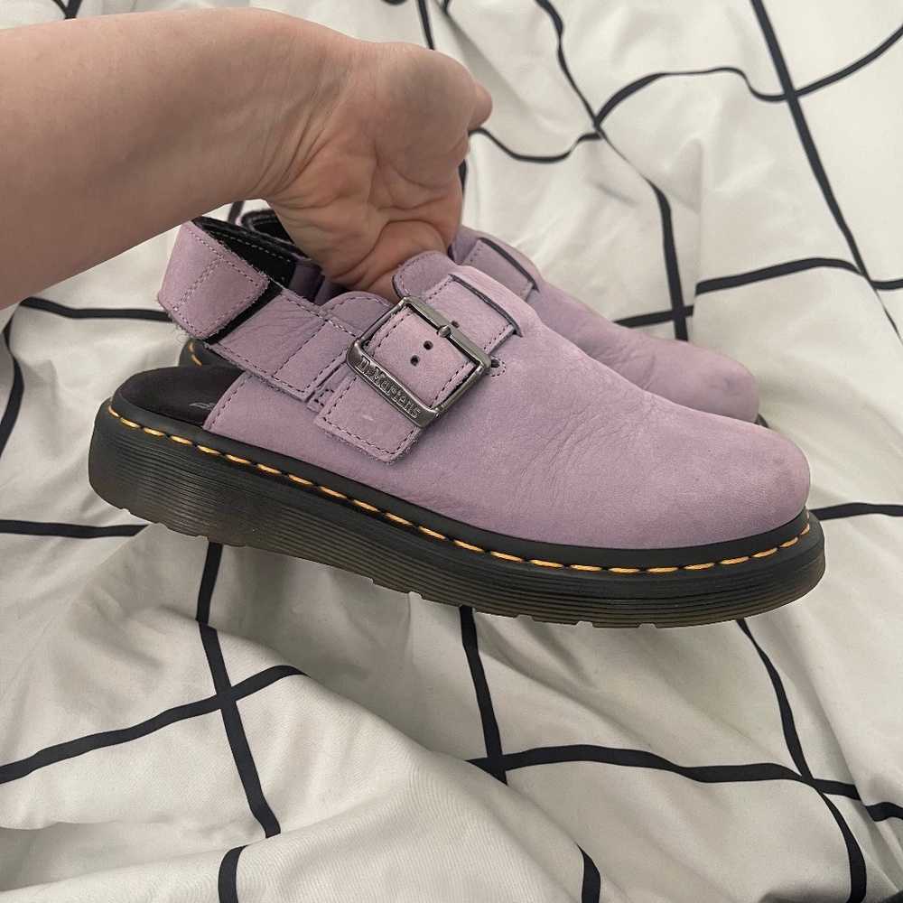 Dr. Martens Purple Mules with Buckle